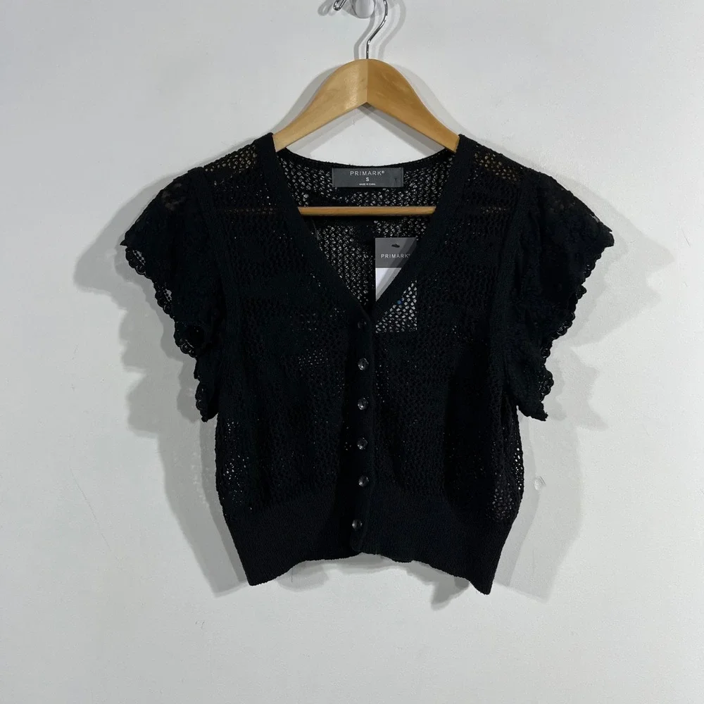 Primark Fairy Grunge Crochet Open Knit Cardigan Top Boho Lace Small Whimsigoth